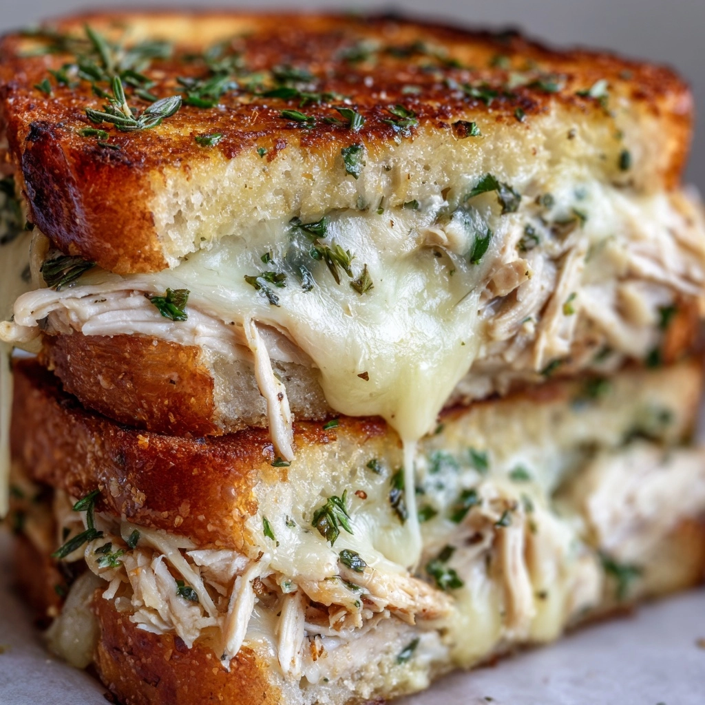 Cheesy Chicken Garlic Bread Sandwich Recipe - Recipe Image