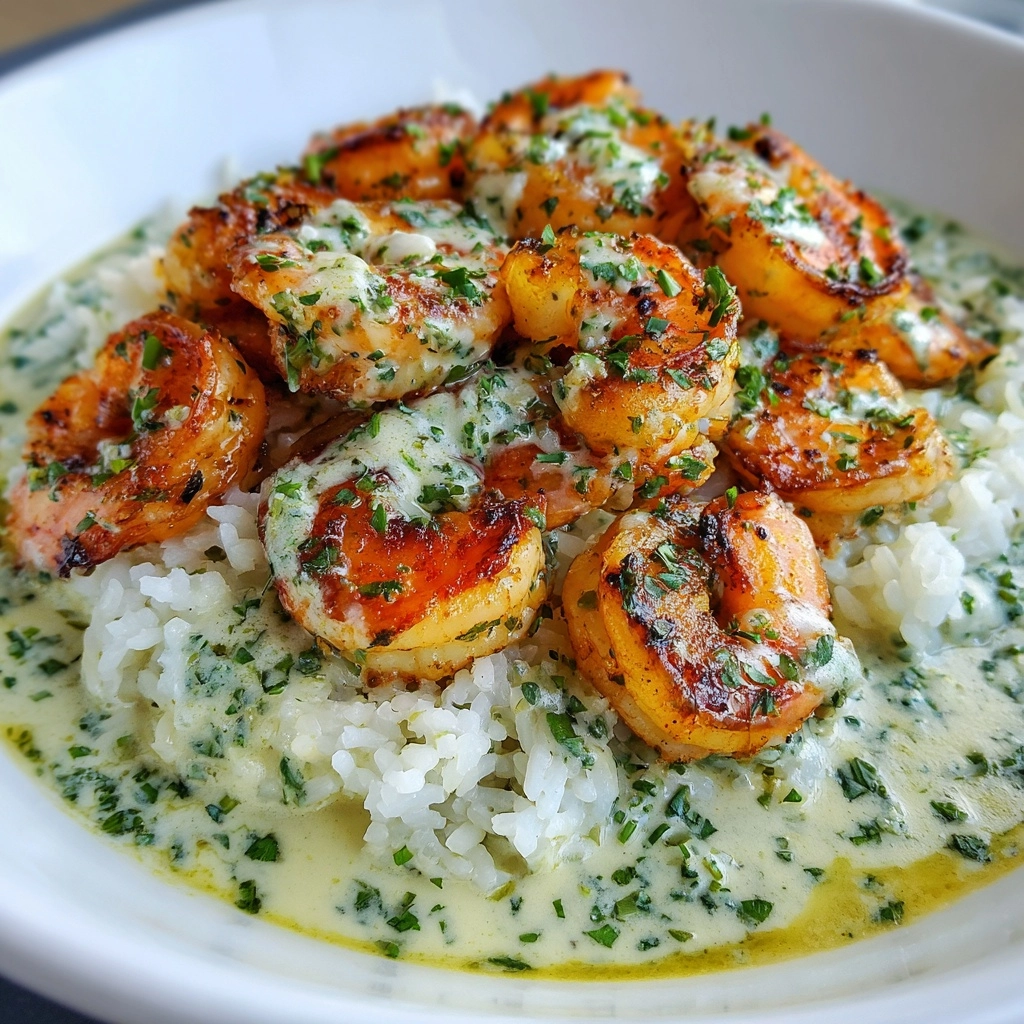 Zesty Shrimp & Avocado Rice Bowls with Cilantro Lime Sauce Recipe - Recipe Image