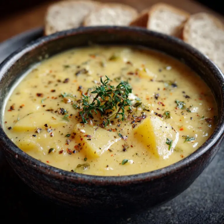 Hearty Cheddar Garlic Herb Potato Soup Recipe