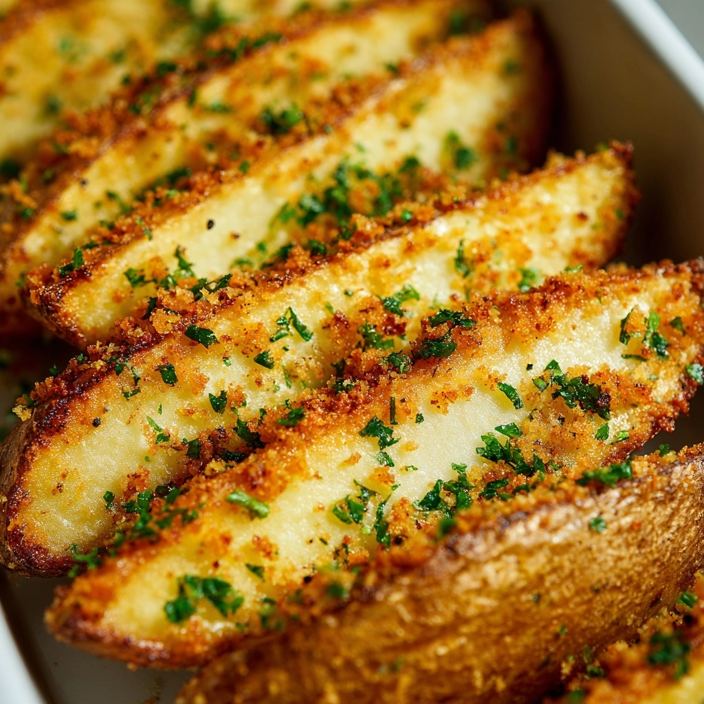 Baked Garlic Parmesan Potato Wedges Recipe - Recipe Image