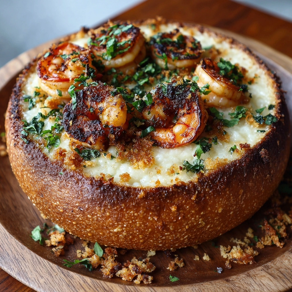Savory Stuffed Seafood Bread Bowl Recipe - Recipe Image