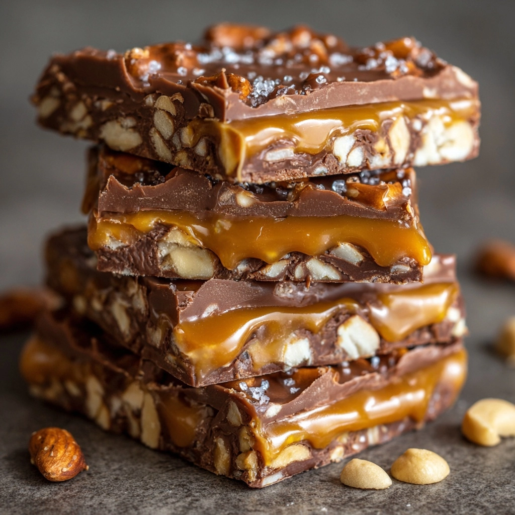 No Bake Crispy Snickers Bars Recipe - Recipe Image