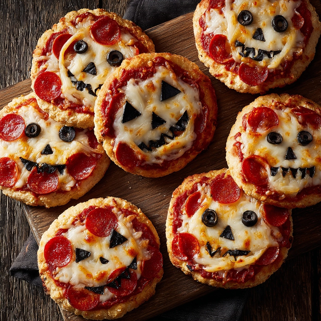 Easy Mini Halloween Pizzas: Fun Spooky Treats for Kids! Recipe - Recipe Image