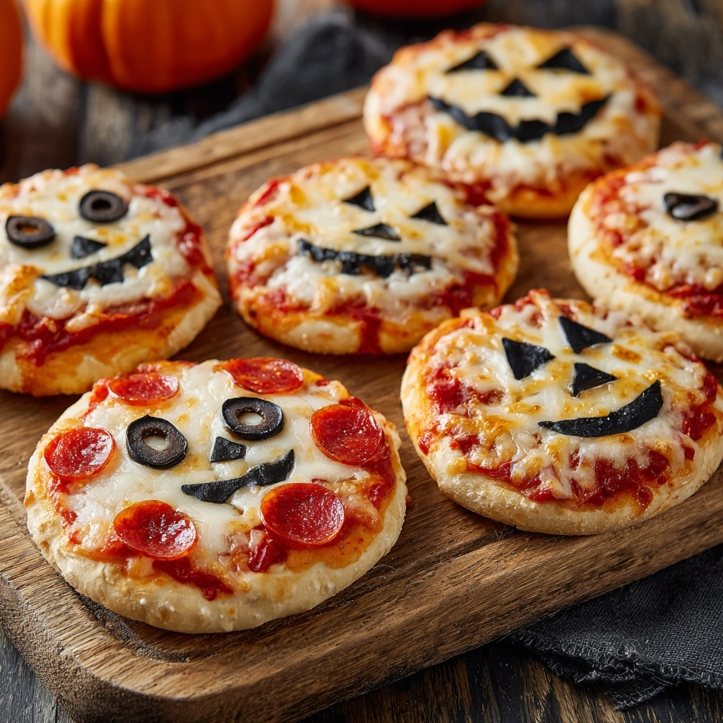 Easy Mini Halloween Pizzas: Fun Spooky Treats for Kids! Recipe - Recipe Image