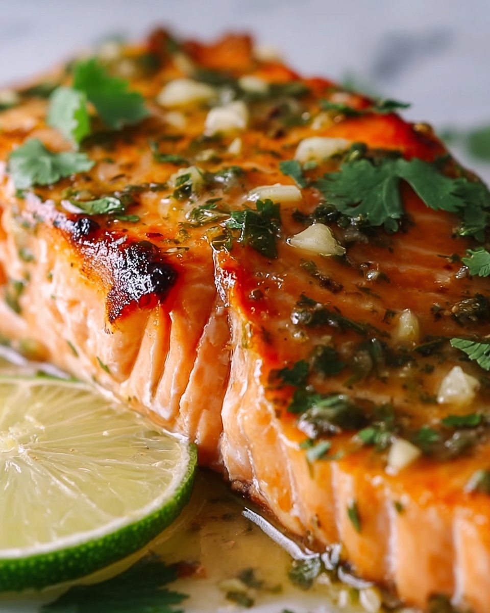Cilantro Lime Honey Garlic Salmon Baked in Foil Recipe - Recipe Image