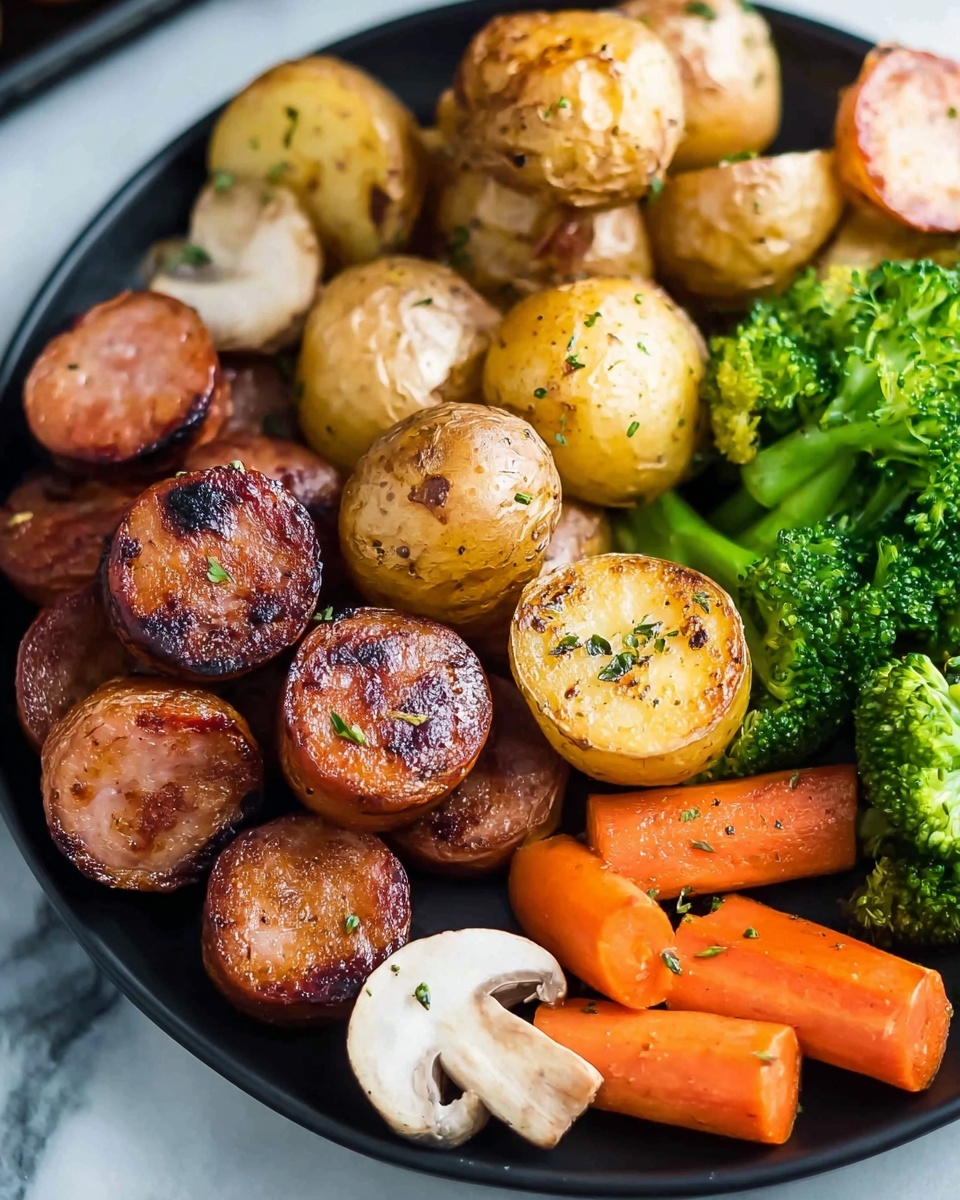 One Pan Baked Italian Sausage and Veggies Recipe - Recipe Image