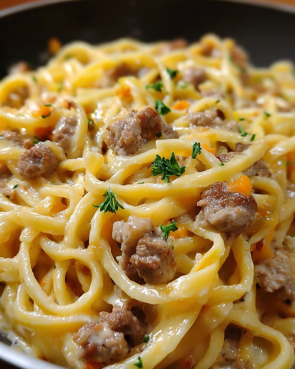 One-Pot Creamy Beef and Garlic Butter Pasta Recipe - Recipe Image