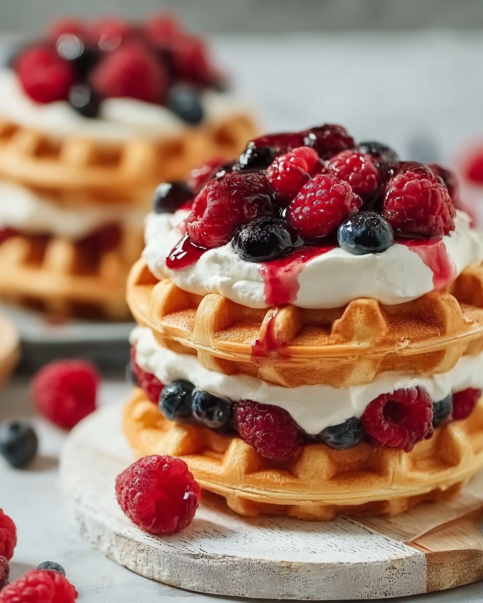 Mini Berries and Cream Waffle Sandwiches Recipe - Recipe Image