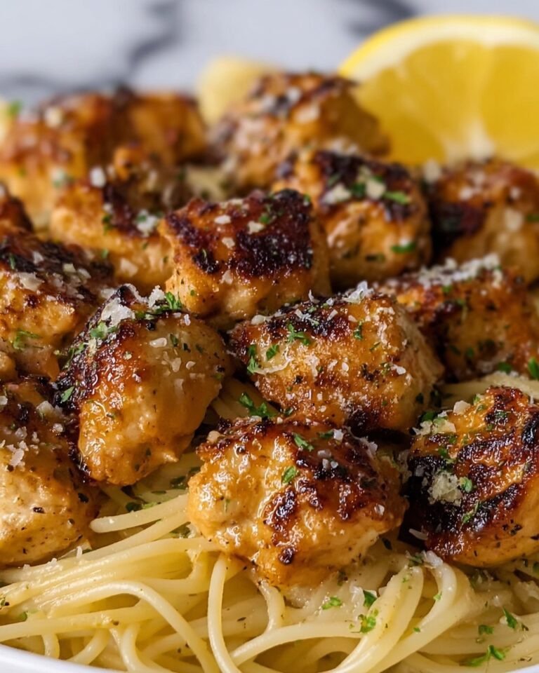 Lemon Garlic Butter Chicken Bites with Savory Parmesan Linguine Recipe