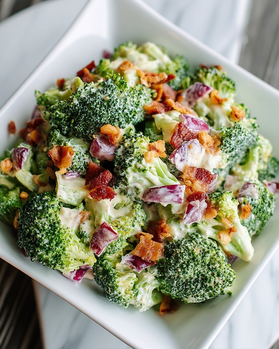 Creamy Broccoli Salad with Bacon, Cranberries, and Dijon Dressing Recipe - Recipe Image