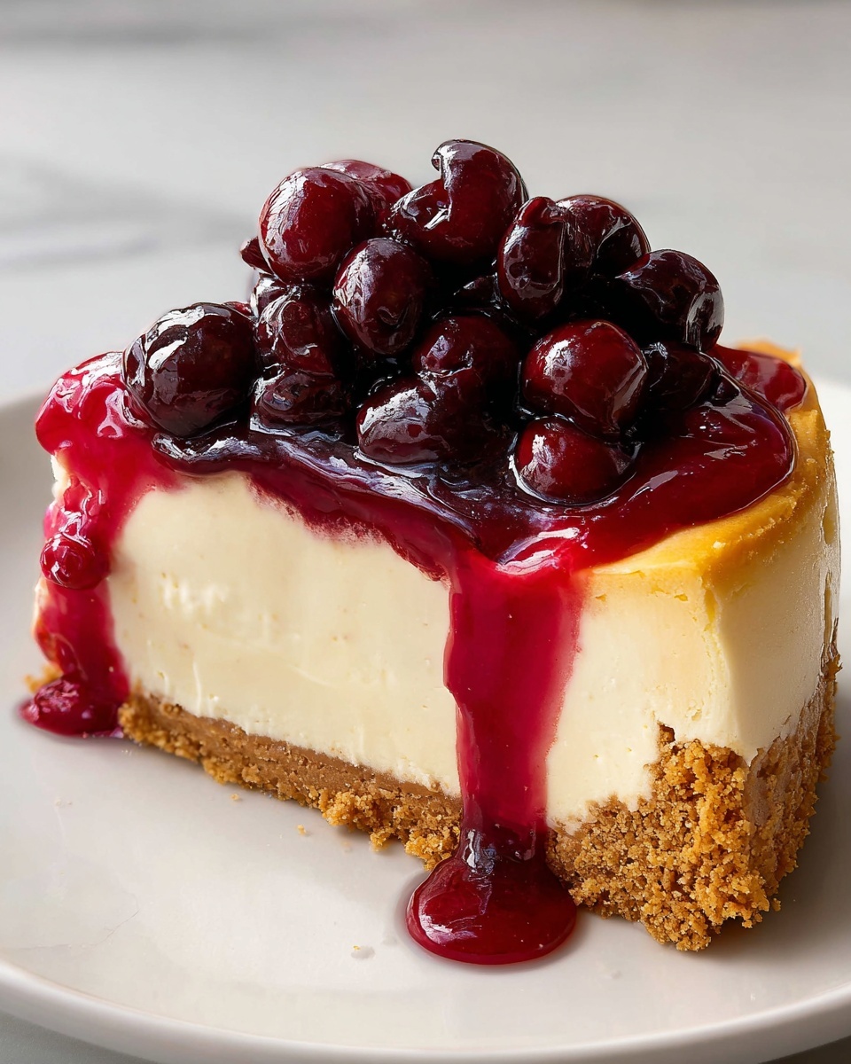 Classic New York Cheesecake with Cherry Pie Filling Recipe - Recipe Image