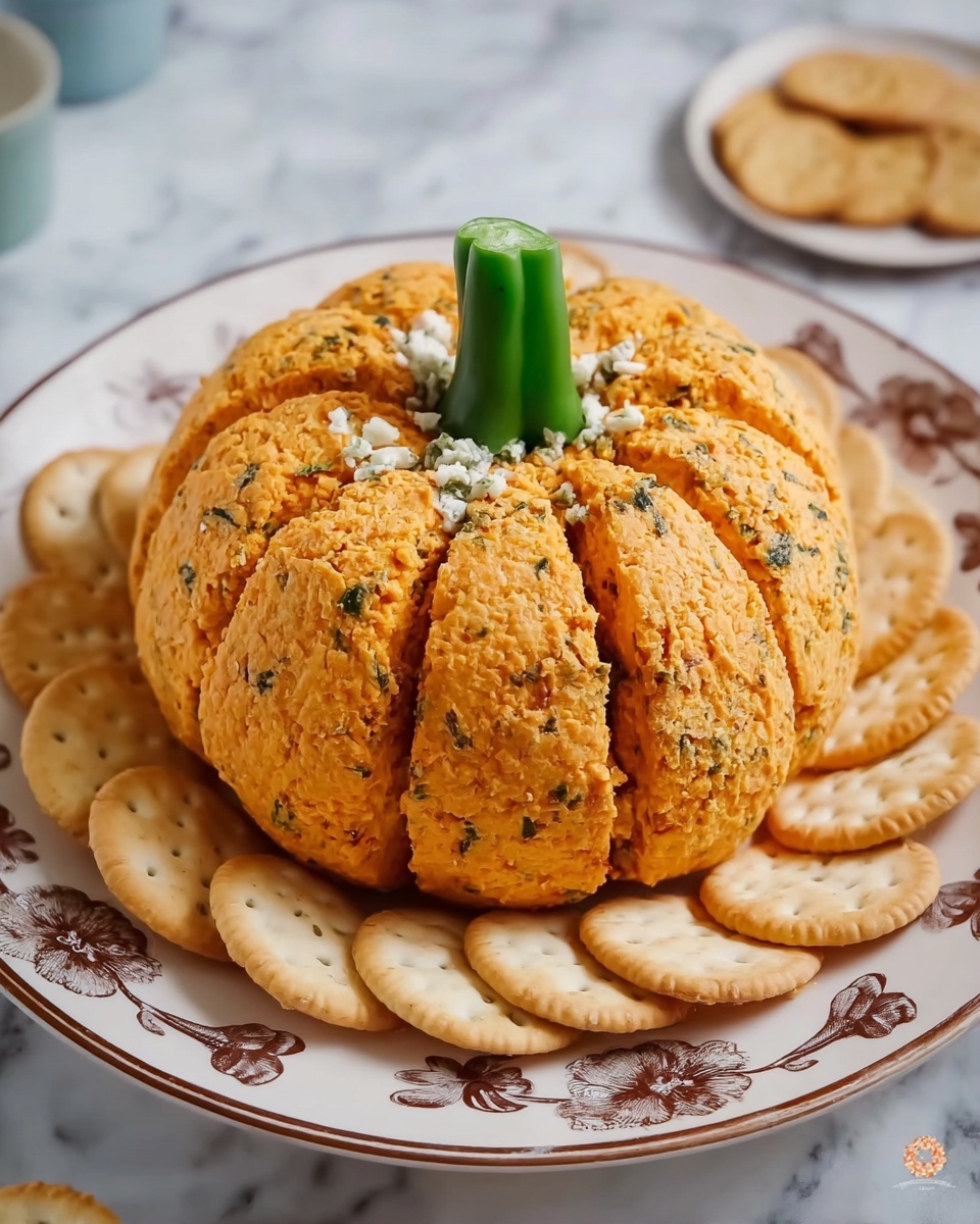 Pumpkin-Shaped Spicy Ranch Cheeseball Recipe - Recipe Image