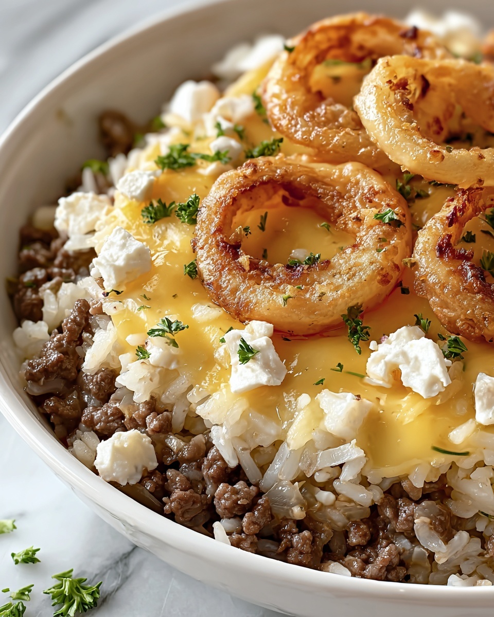 French Onion Ground Beef and Rice Casserole Recipe - Recipe Image