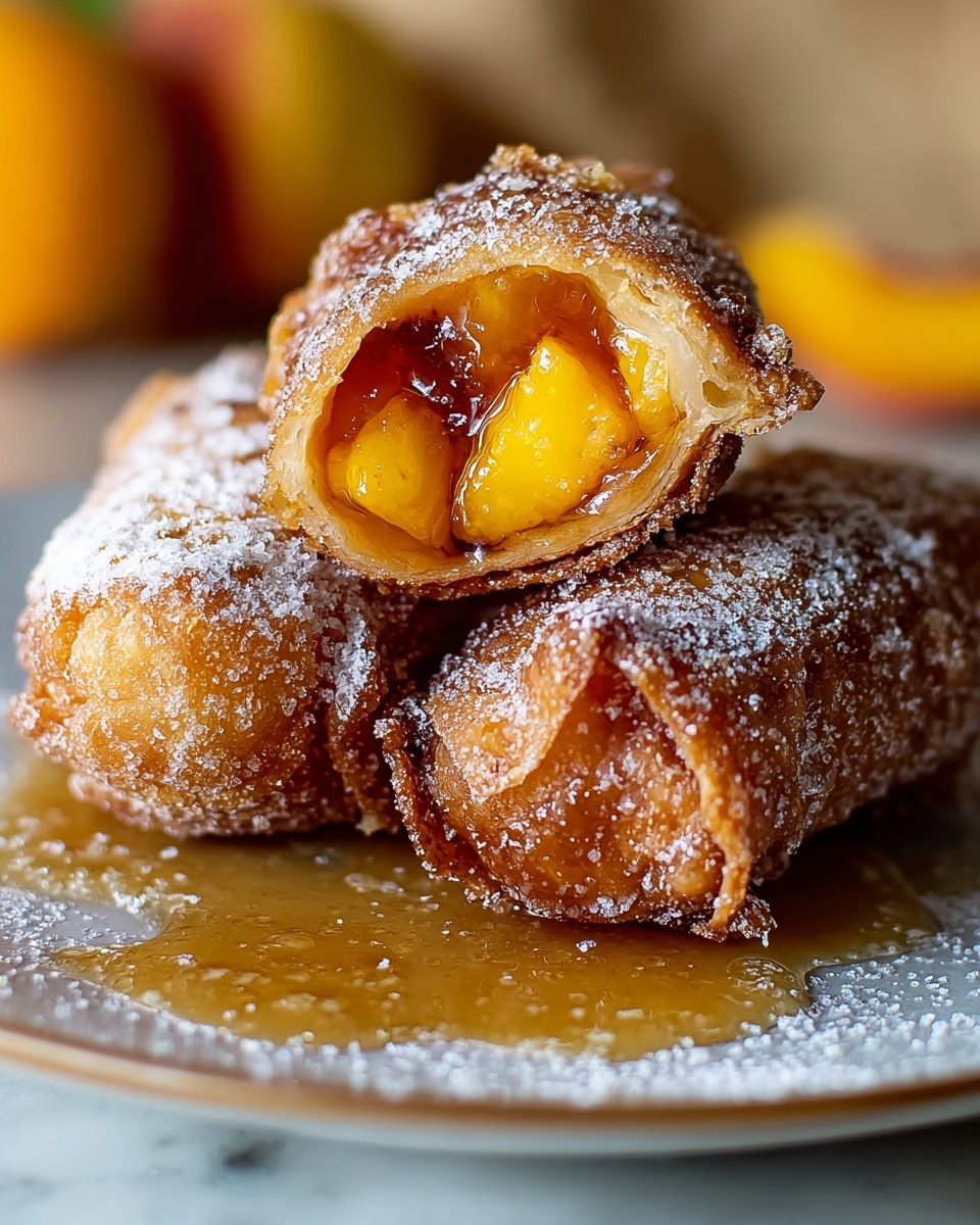 Peach Cobbler Egg Rolls Recipe - Recipe Image