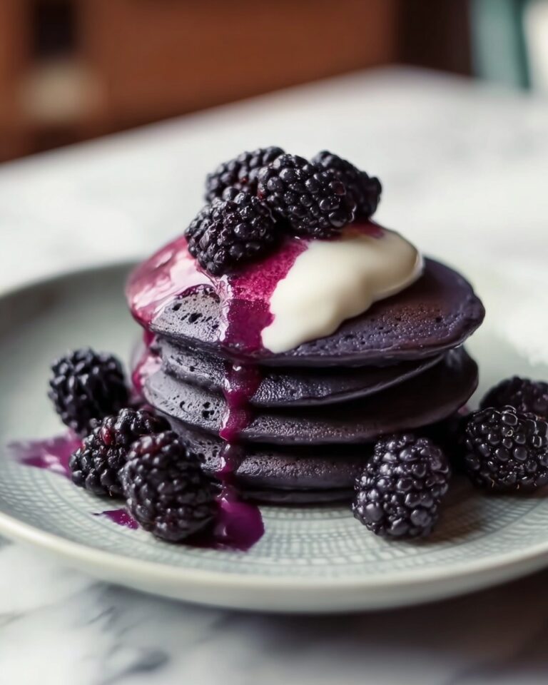 Activated Charcoal Pancakes with Blackberry Compote Recipe