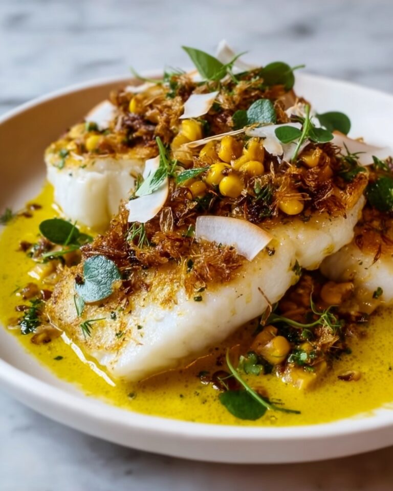 Herb-Crusted Sea Bass with Toasted Coconut and Tomato Dressing Recipe