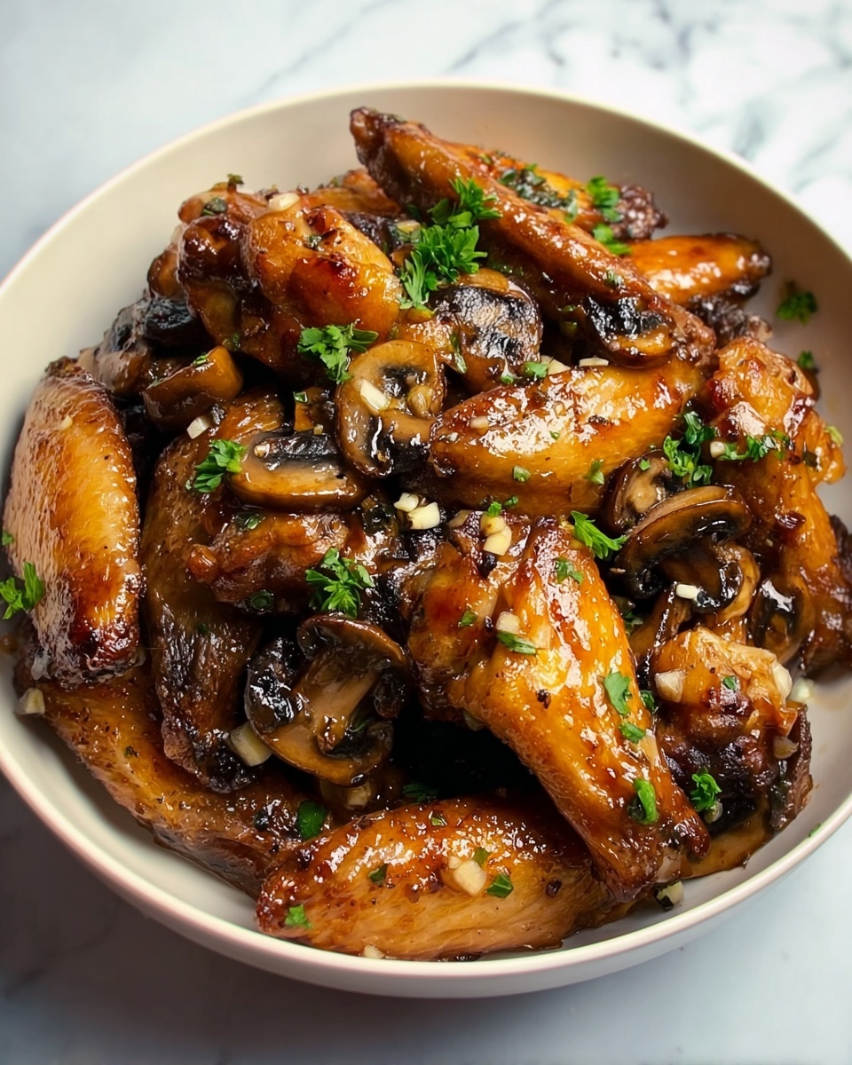 Chicken Wings with Mushrooms Recipe - Recipe Image