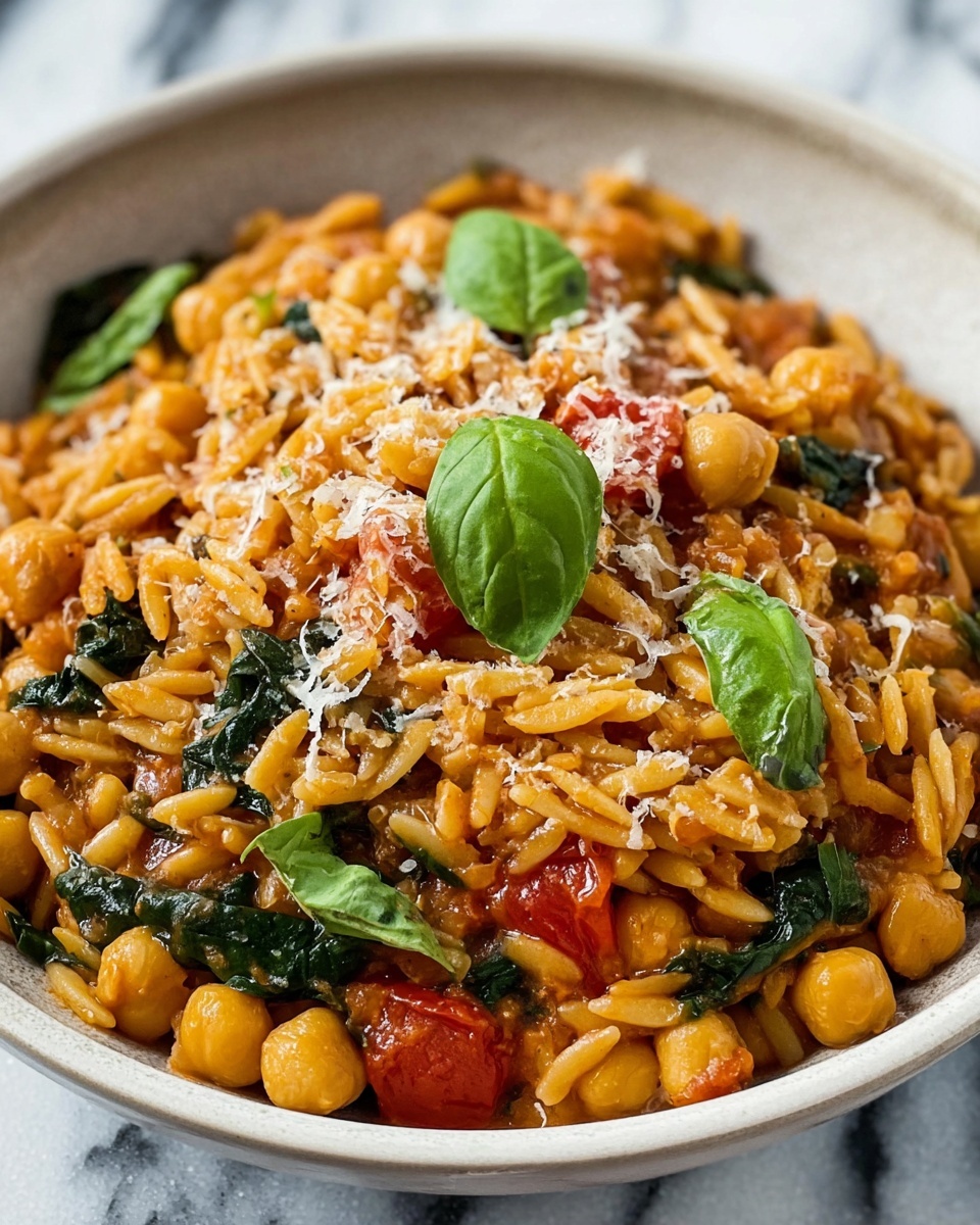 Creamy Tuscan Chickpeas & Orzo Recipe - Recipe Image