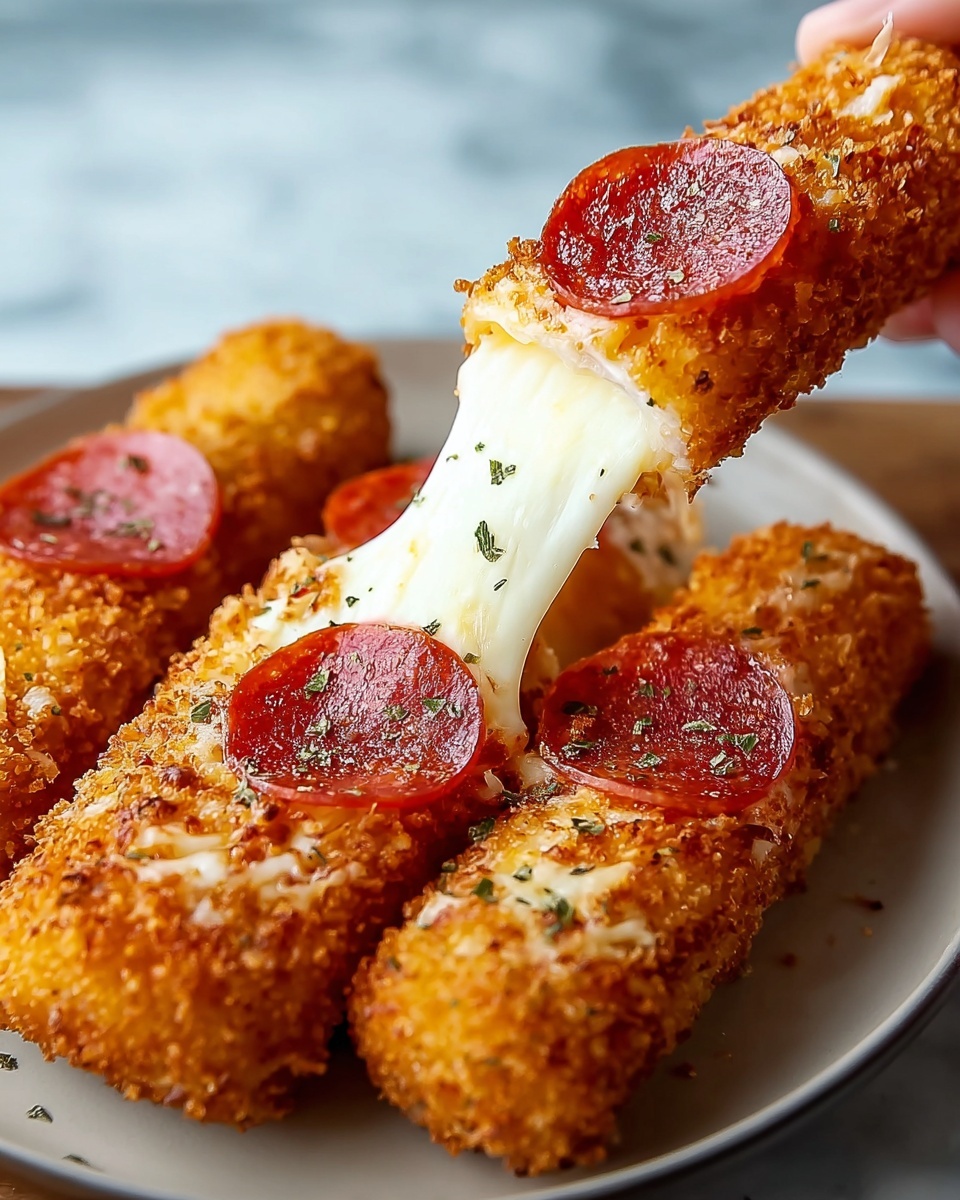 Pepperoni Pizza Mozzarella Sticks Recipe - Recipe Image