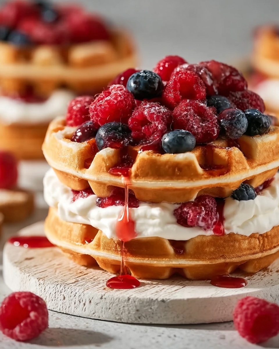 Mini Berries and Cream Waffle Sandwiches Recipe - Recipe Image