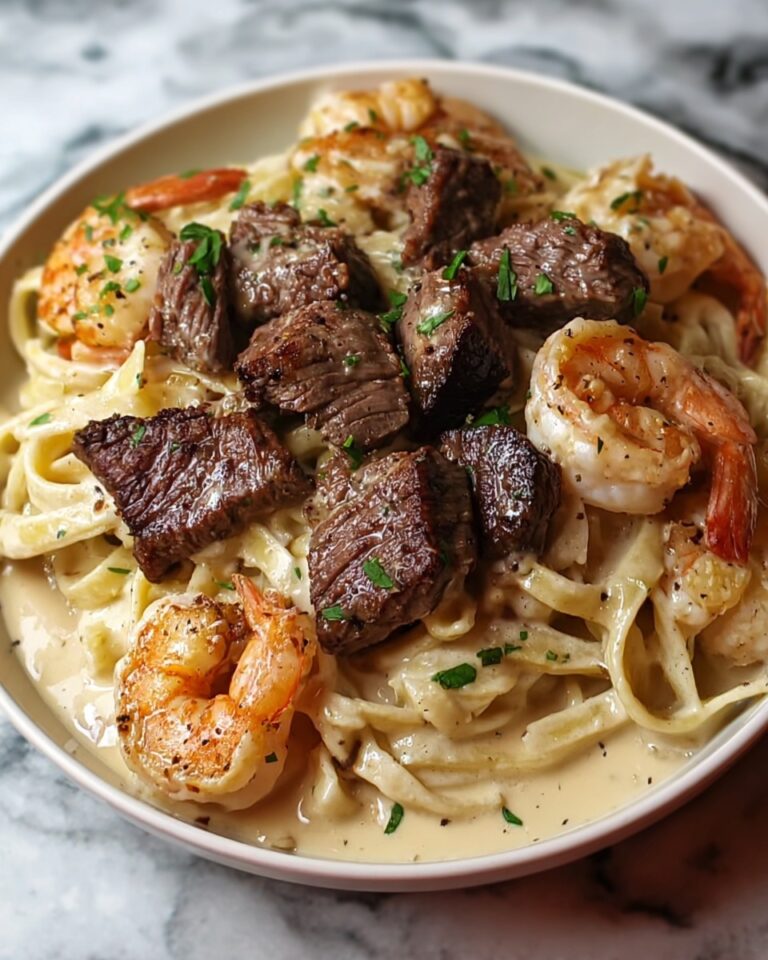 Cajun Shrimp and Steak Alfredo Pasta Recipe