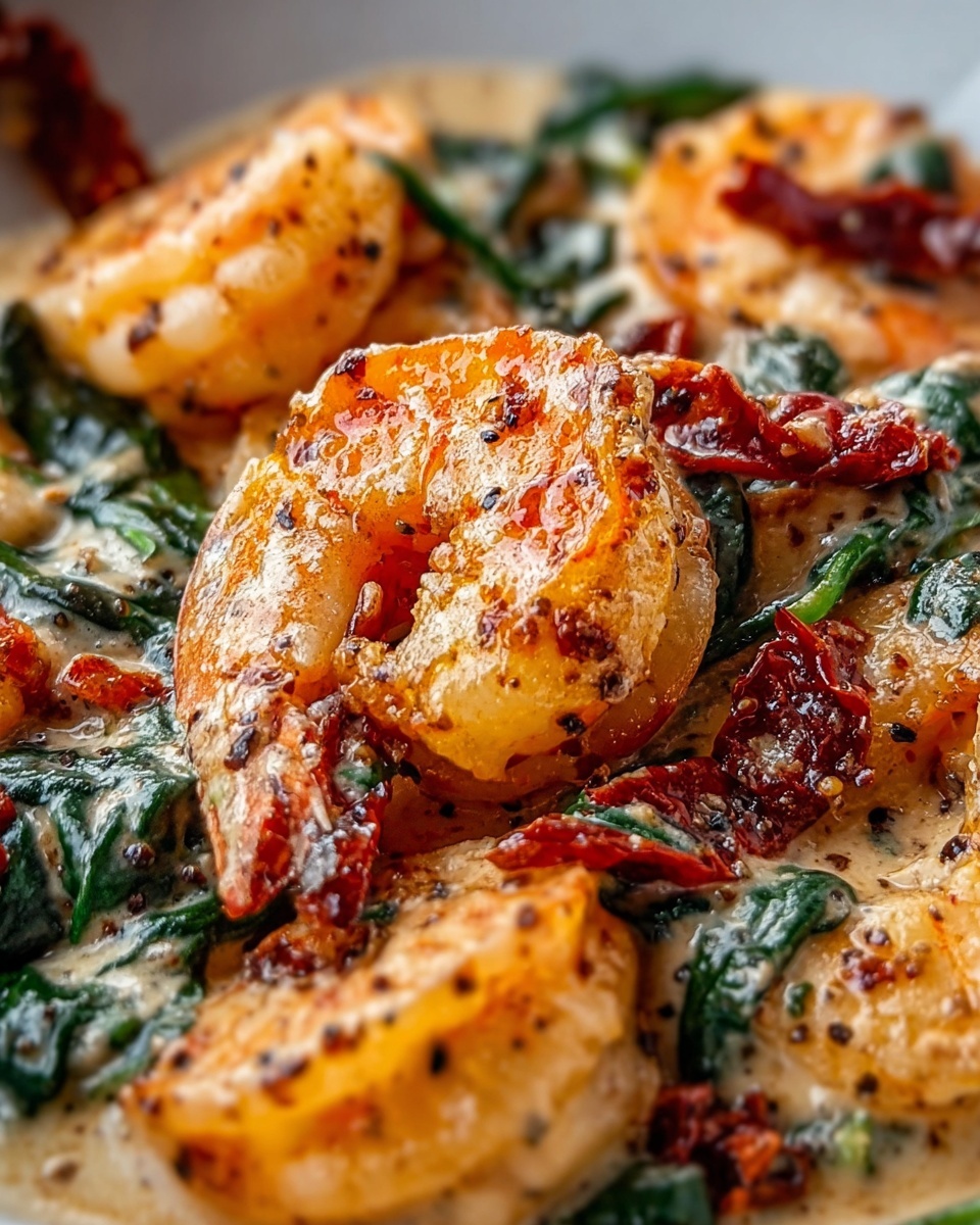 Creamy Sun-Dried Tomato Shrimp with Spinach Pasta Recipe - Recipe Image