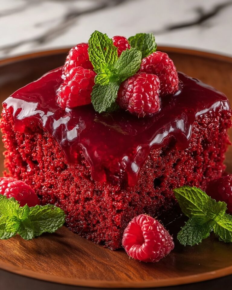 Luscious Red Velvet Raspberry Poke Cake Recipe