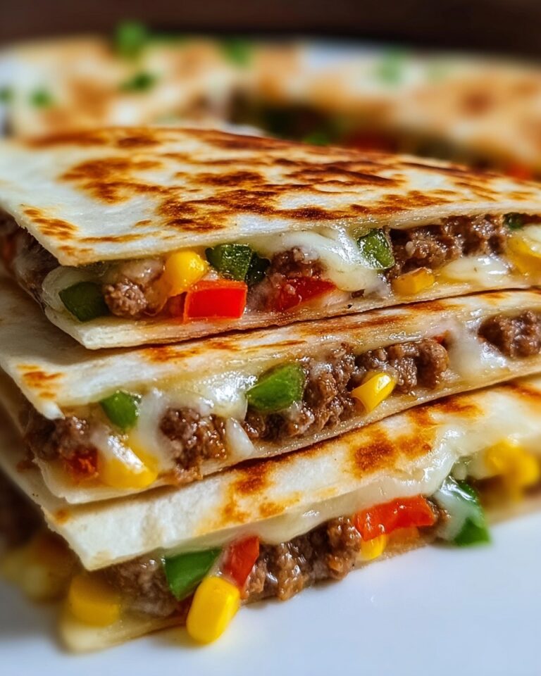 Cheesy Ground Beef & Veggie Quesadillas Recipe