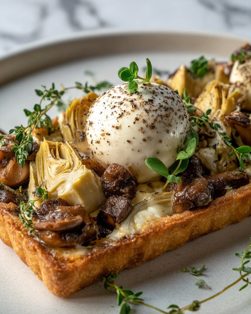 Artichoke and Mushroom Puff Pastry Tart Recipe - Recipe Image