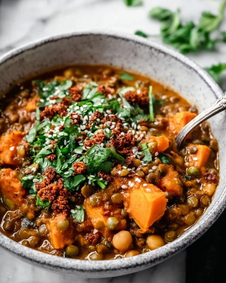 Sweet Potato Lentil Curry with Crispy Sesame Chickpeas Recipe