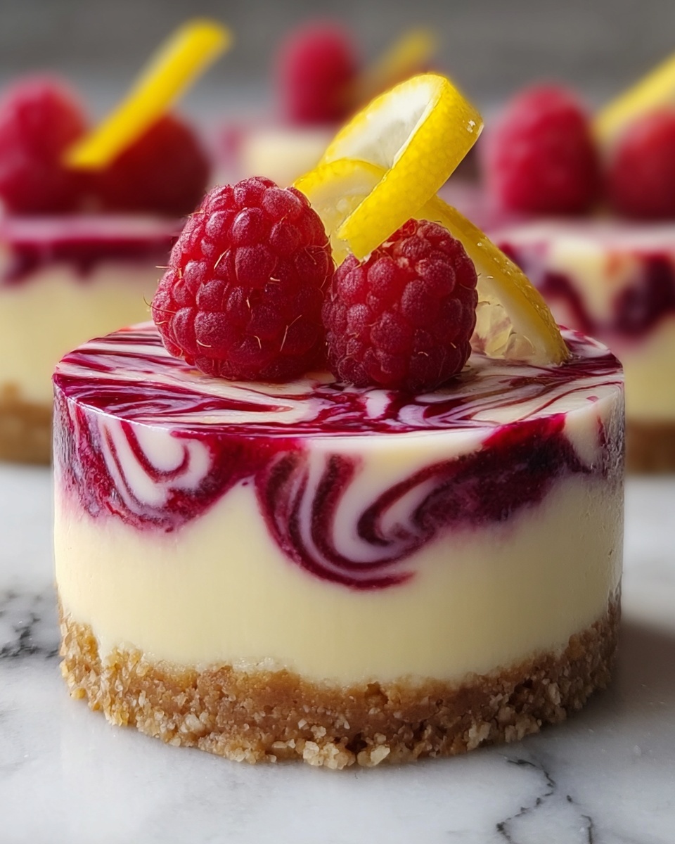 No Bake Raspberry Lemon Swirl Cheesecake Recipe - Recipe Image
