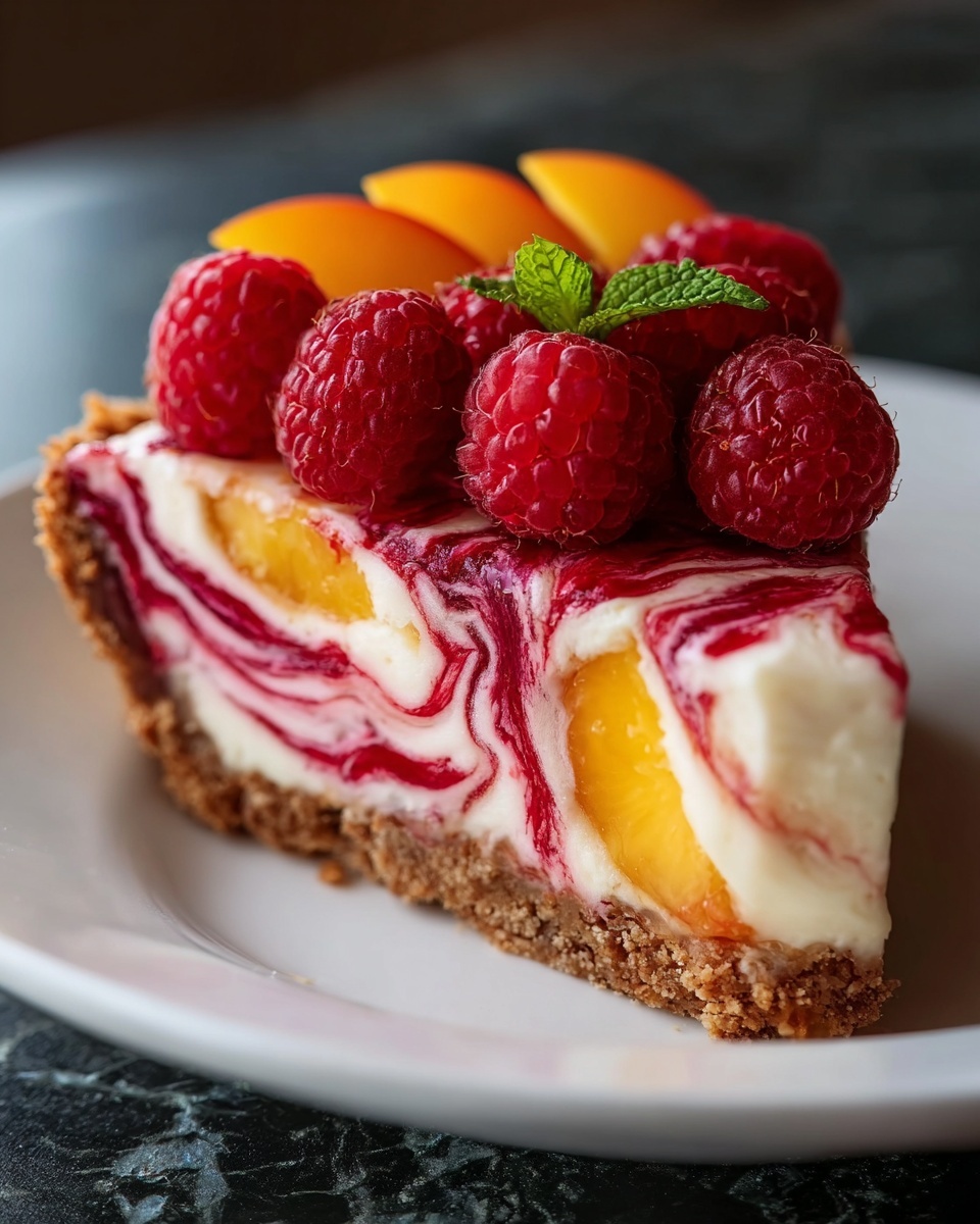 Peach Raspberry Cheesecake Recipe - Recipe Image