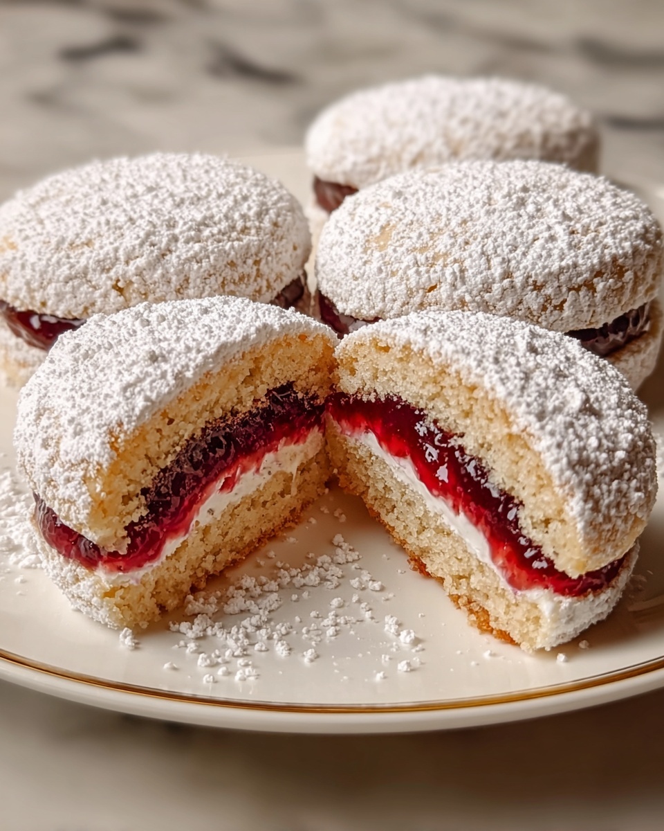 Raspberry-Filled Almond Snow Cookies Recipe - Recipe Image