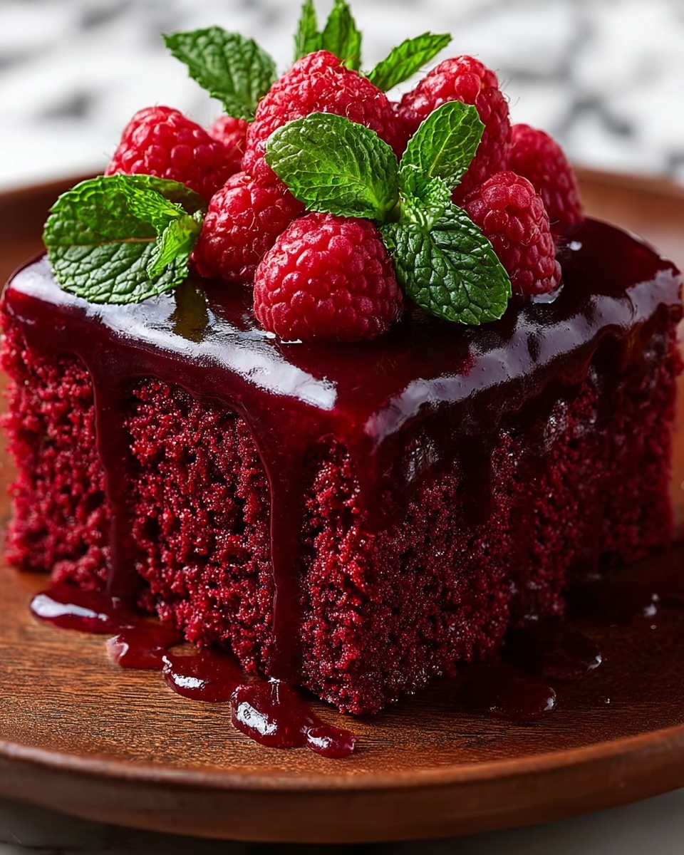 Luscious Red Velvet Raspberry Poke Cake Recipe - Recipe Image