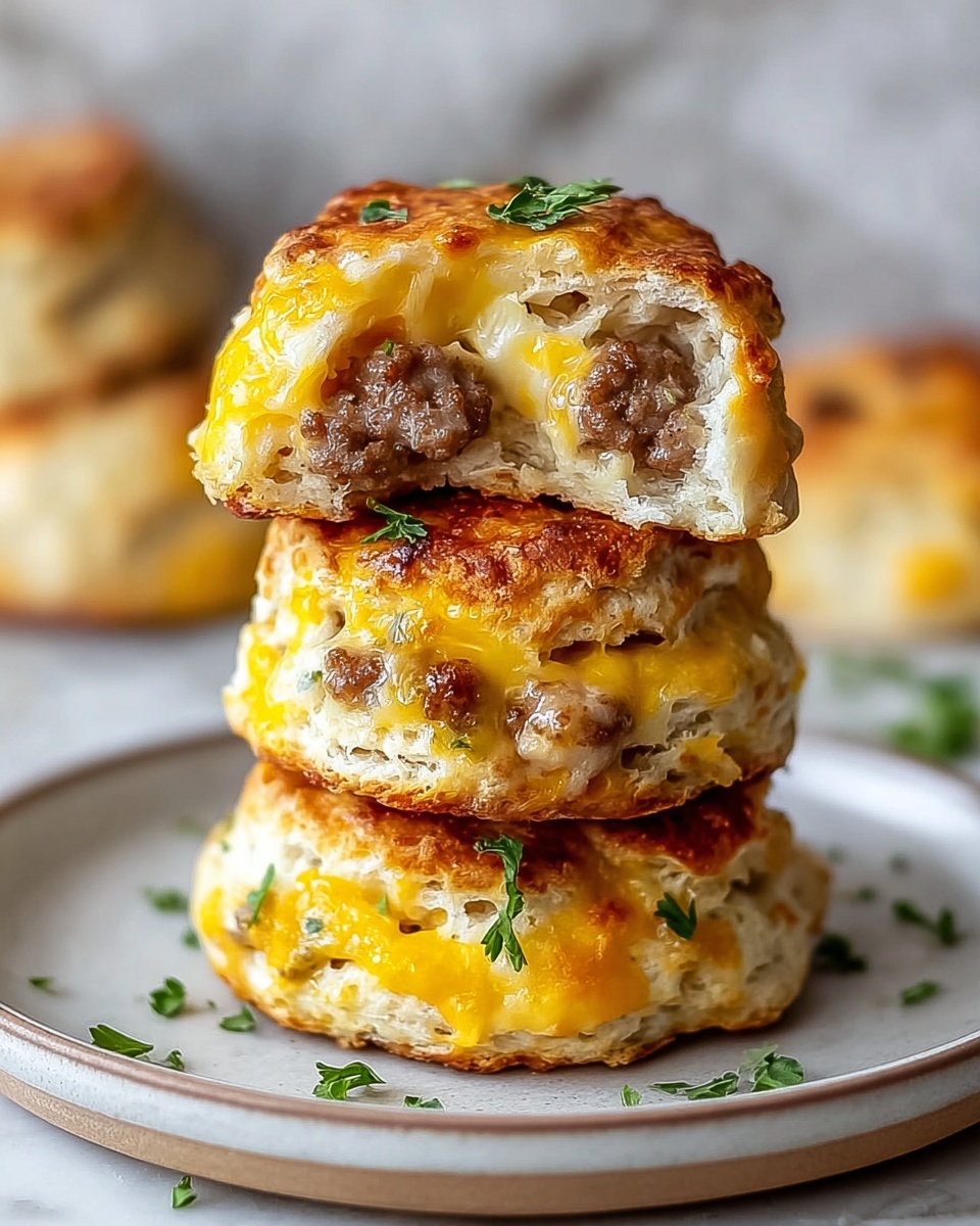 Fluffy Beef Sausage Cheese Butter Swim Biscuits Recipe - Recipe Image