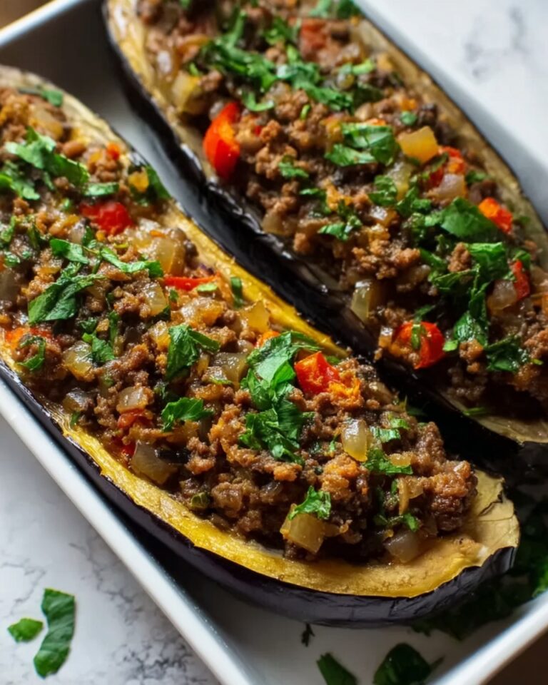 Lamb-Stuffed Roasted Eggplant Recipe