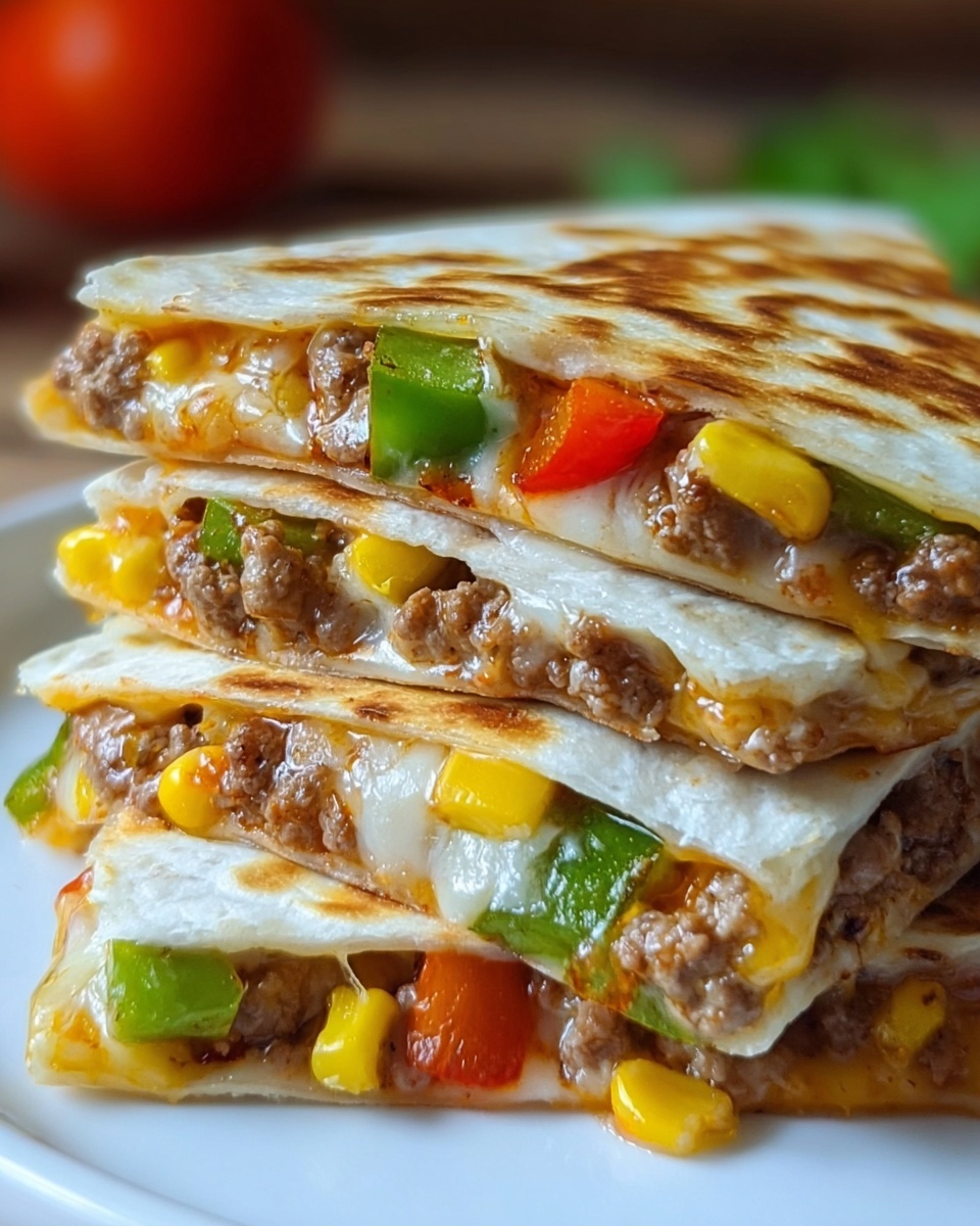 Cheesy Ground Beef & Veggie Quesadillas Recipe - Recipe Image