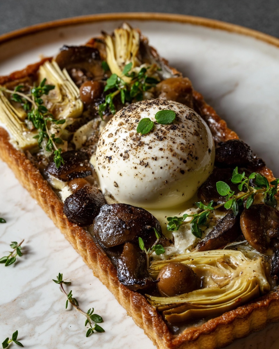 Artichoke and Mushroom Puff Pastry Tart Recipe - Recipe Image
