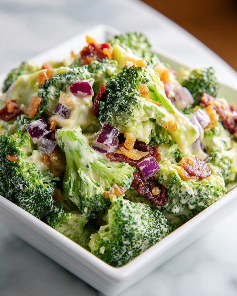 Creamy Broccoli Salad with Bacon, Cranberries, and Dijon Dressing Recipe