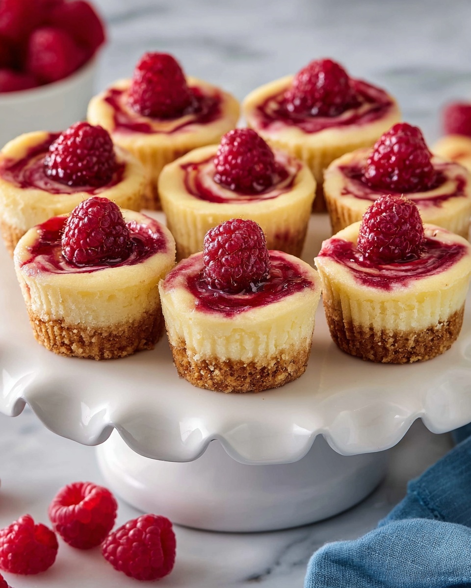 Lemon Mini Cheesecakes with Berry Swirl Recipe - Recipe Image