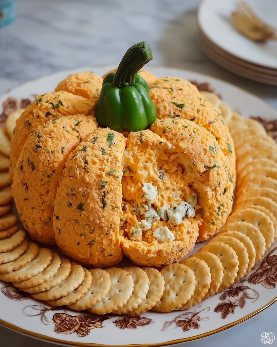 Pumpkin-Shaped Spicy Ranch Cheeseball Recipe - Recipe Image