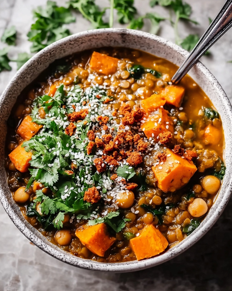 Sweet Potato Lentil Curry with Crispy Sesame Chickpeas Recipe - Recipe Image