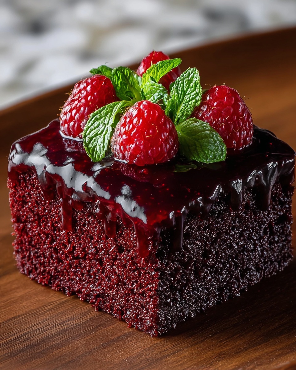 Luscious Red Velvet Raspberry Poke Cake Recipe - Recipe Image