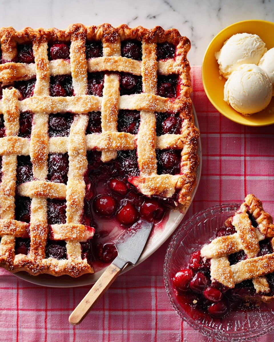 Cherry & Soured Cream Slab Pie Recipe - Recipe Image