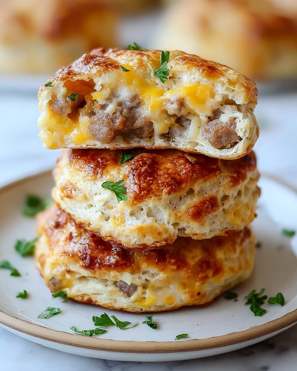 Fluffy Beef Sausage Cheese Butter Swim Biscuits Recipe - Recipe Image