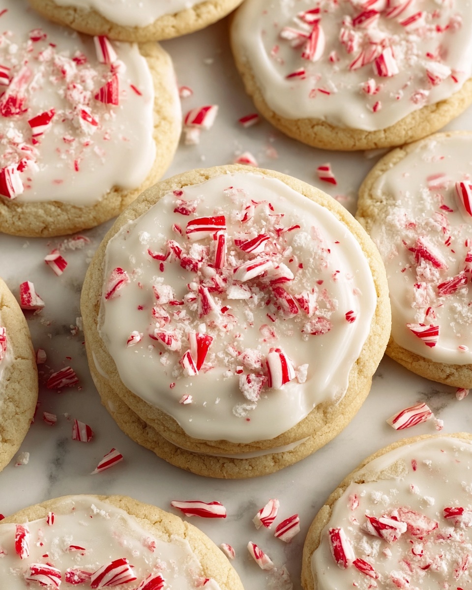 White Chocolate Dipped Peppermint Sugar Cookies Recipe - Recipe Image