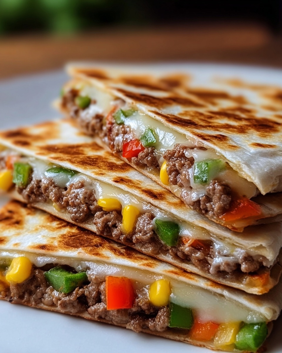 Cheesy Ground Beef & Veggie Quesadillas Recipe - Recipe Image