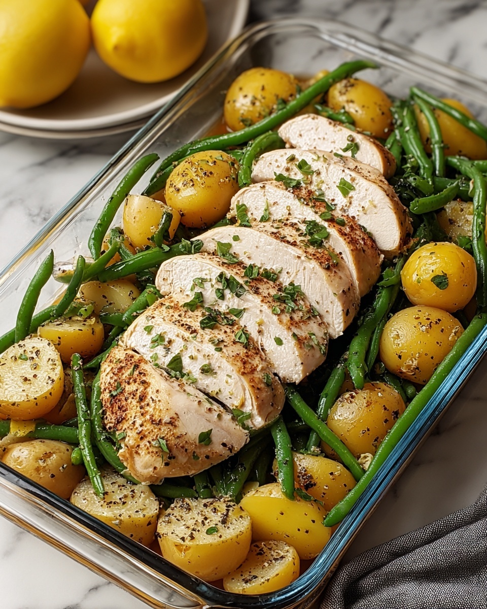 One-Pan Garlic Herb Chicken with Potatoes & Green Beans Recipe - Recipe Image