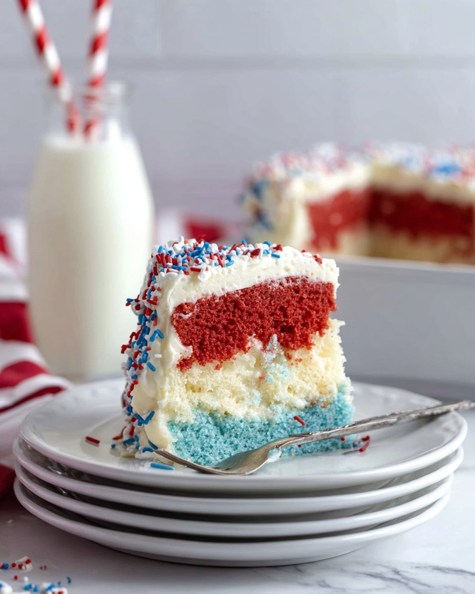 Red White and Blue Layered Cake Recipe - Recipe Image