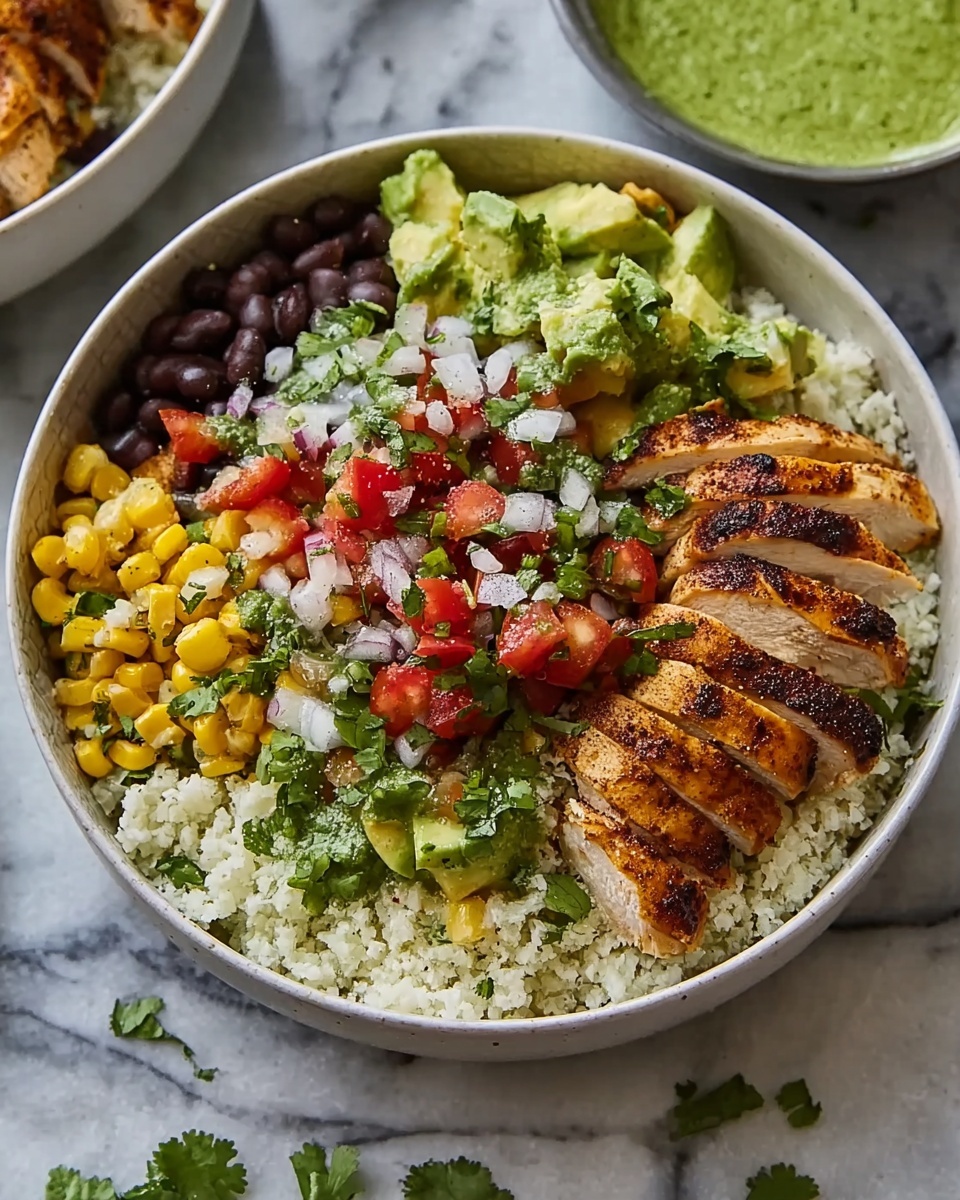 Simple Cauliflower Rice Chicken Burrito Bowls Recipe - Recipe Image